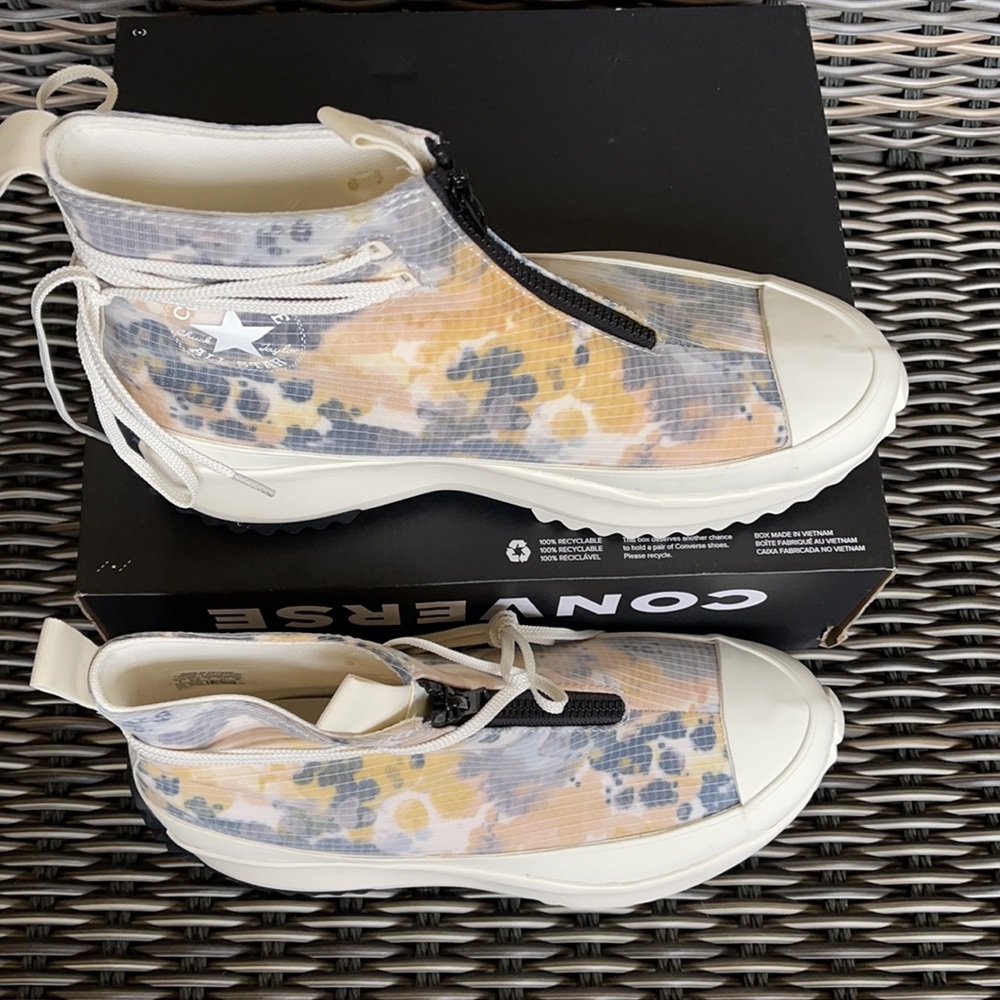 Converse Chuck Taylor All Star Run Star Hi Egret/White/Black Mens Washed Florals - Picture 3 of 16